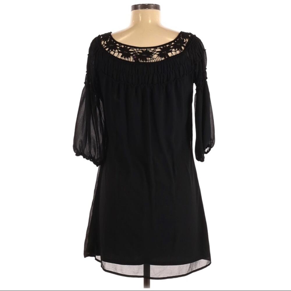 Three Hearts 3/4 Sleeve Casual Dress XS Black
